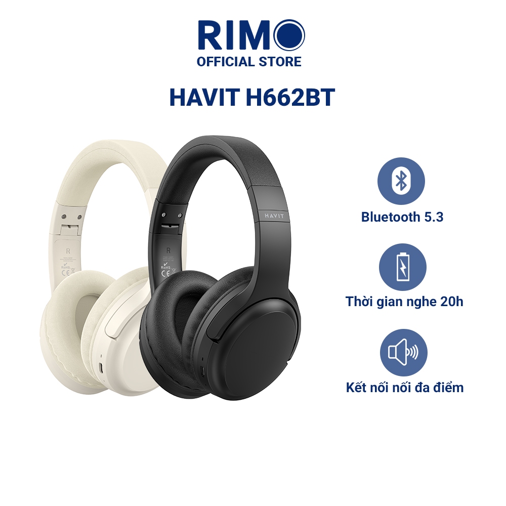 Tai nghe Bluetooth Headphone Havit H662BT pin dùng 20 tiếng bluetooth 5.3 - Hàng chính hãng