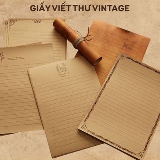 Giấy viết thư tay vintage giấy kraft dày dặn làm thiệp handmade cảm ơn quà tặng sinh nhật Happy Birds