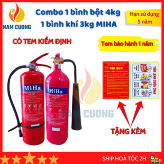   CÓ TEM KIỂM ĐỊNH  Combo 1 bình chữa cháy bột ABC 4kg 1 bình cứu hoả khí Co2 3kg tặng bộ nội quy tiêu lệnh 
