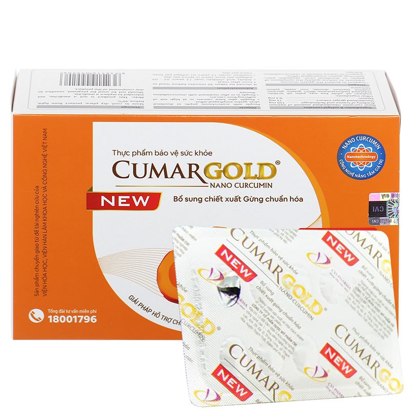 CumarGold Nano Curcumin New- Hỗ trợ bảo vệ niêm mạc dạ dày, giảm triệu chứng viêm loét dạ dày, tá tr