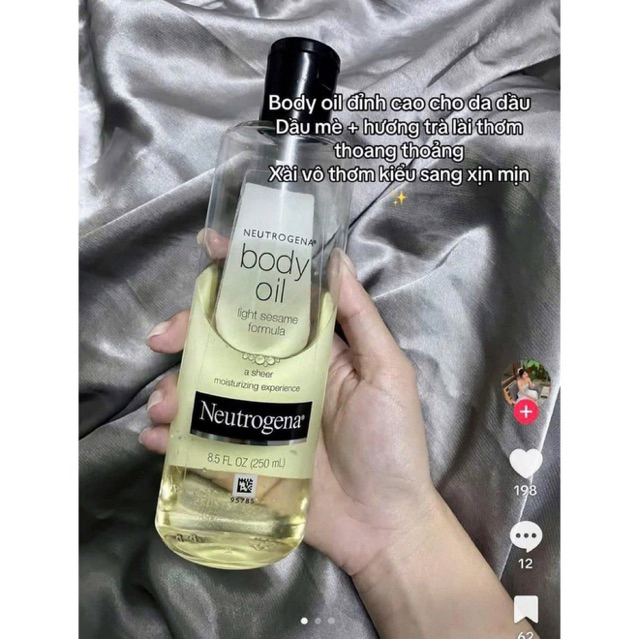 Oil body oil neutrogna 250ml siêu dưỡng ẩm da cang mịn trắng sáng, body oil neotrogen