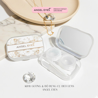 Khay đựng lens có gương Angel Eyes kèm bộ dụng cụ đeo lens | Khay gương đựng kính áp tròng