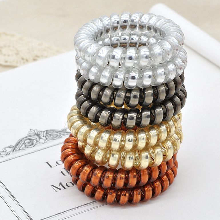 Combo 4 Cột tóc dạng lò xo gam màu kim loại (dây xoắn điện thoại)