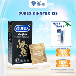   MUA 1 TẶNG 1   GIAO HỎA TỐC  Bao Cao Su Durex Kingtex 12s Siêu Mỏng Nhẹ Ôm Sát Vừa Vặn Nhiều Gel Bôi Trơn 49mm - 12 bao 