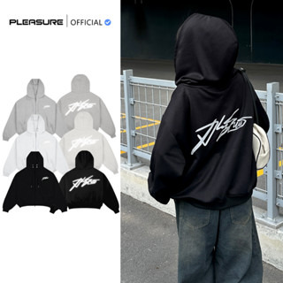   Không Xù Lông  Áo Hoodi Zip Pleasure Brand Phản Quang "PLEASURE" Áo Khoác Form Boxy Chất Vải Nỉ 2 Da Cao Cấp Unisex Nam 