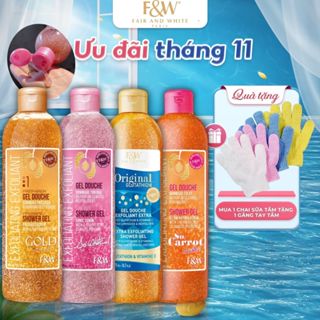   Tặng1 găng taytắm  Sữa tắm có hạt tẩy da chết toàn thân FAIR AND WHITE 475ml và 940ml giúp làm sạch 