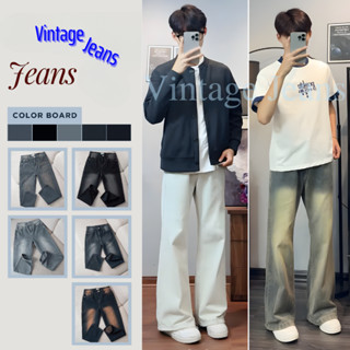   DEAL MỞ BÁN  Quần Jean Nam Ống Rộng Màu Trắng Be Tôn Dáng Form Unisex Quần Bò Nam Dáng Đứng Vải Demin Phong Cách Smoke 