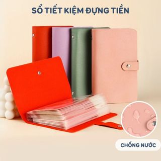 Sổ tiết kiệm đựng tiền 100 phong bì chống nước bìa da nhiều màu ghi chép chi tiêu thử thách tiết kiệm 100 ngày Zeno