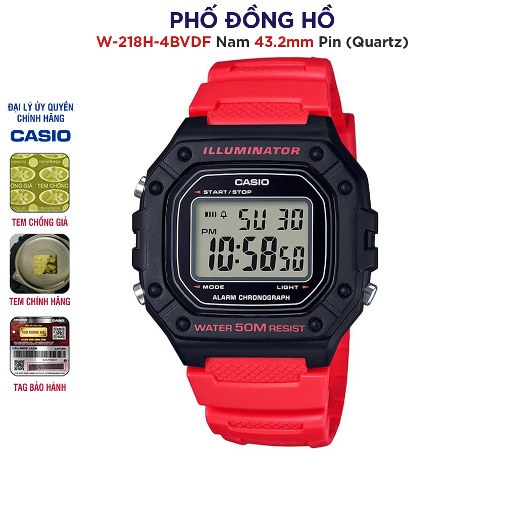 Đồng hồ nam Dây nhựa Casio Anh Khuê W-218H-4BVDF Chính Hãng
