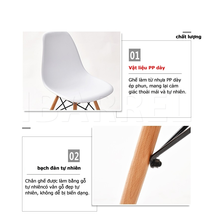 IB Ghế Eames Ghế ăn Ghế trang điểm Chân ghế gỗ sồi Tựa lưng công thái học Phù hợp Phòng Ăn Văn Phòng | BigBuy360 - bigbuy360.vn