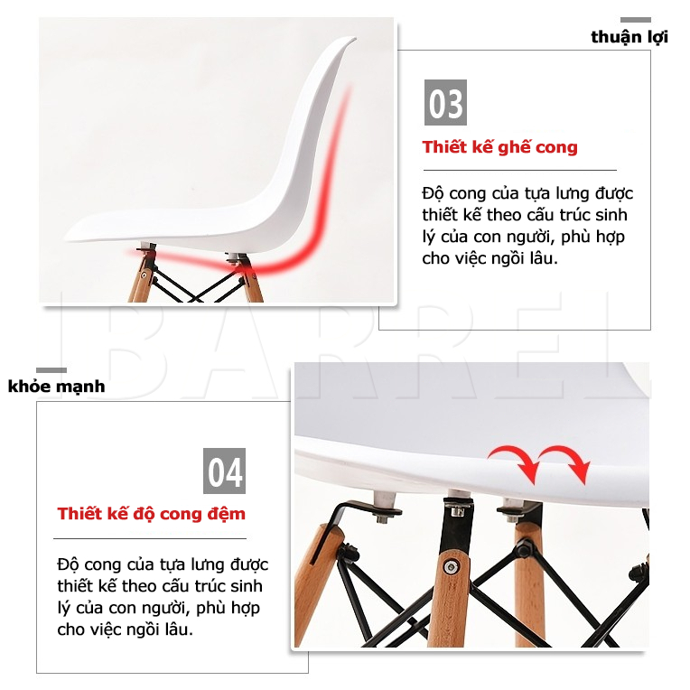 IB Ghế Eames Ghế ăn Ghế trang điểm Chân ghế gỗ sồi Tựa lưng công thái học Phù hợp Phòng Ăn Văn Phòng | BigBuy360 - bigbuy360.vn