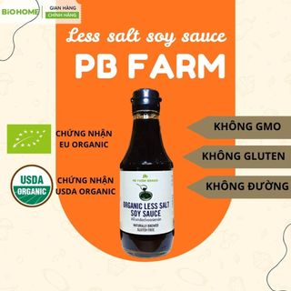 Nước tương ít muối hữu cơ PB Farm - Nhập khẩu Thái Lan,EU Organic, USDA, vị thanh dịu, vị nhạt vừa ăn, thuần chay(200ml)