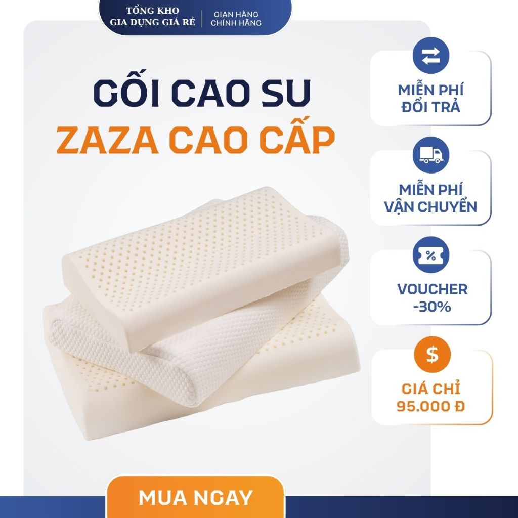 Gối cao su đặc Non ZaZa Cao Cấp, Gối cao su đặc Massage Chông Ngáy Ngủ, nhão nhoẹt Cho giấc mộng mềm dẻo New Hot