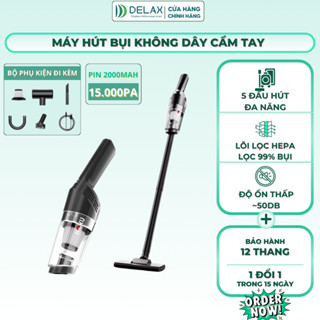 Máy Hút Bụi Không Dây Mini DELAX 25000Pa Đa Năng, Nhỏ Gọn, Tiện Lợi, Hút Bụi Gia Đình, Ô Tô MHB03