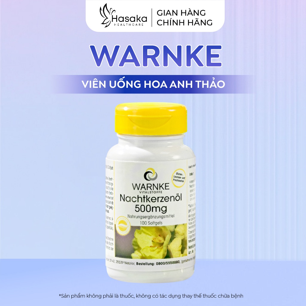 Tinh dầu hao anh thảo Warnke Nachtkerzenöl 500mg hỗ trợ cân bằng nội tiết tố nữ, hỗ trợ làm đẹp cho 