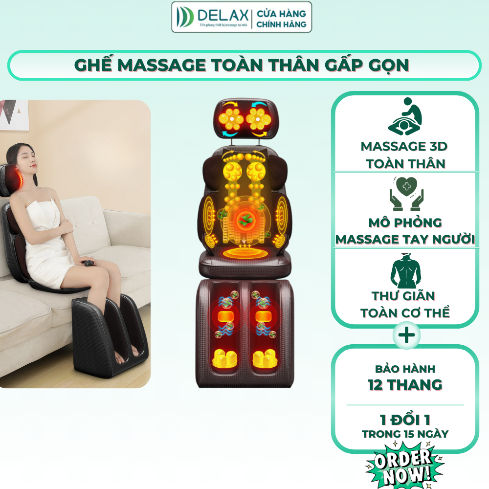 Ghế massage toàn thân DELAX Thư giãn Trị liệu Toàn Thân gia dụng cho người lớn tuổi GMS05