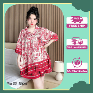  Đồ bộ nữ Pijama đùi tay ngắn lụa latin loại 1 cao cấp CC19 đồ ngủ Bigsize 70-95kg 