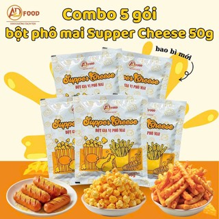 Combo 5 gói Bột phô mai Supper Cheese 50g bao bì mới ADFOOD – dùng làm bột gia vị cho các món chiên và trang trí món ăn