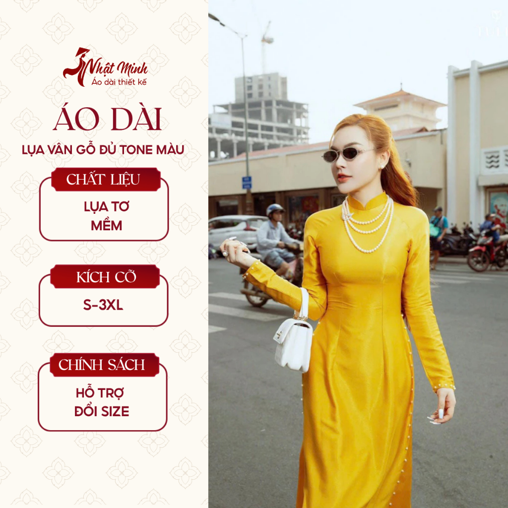 [Lụa Vân Gỗ Đủ Màu] ÁO DÀI LỤA VÂN GỖ ĐỦ TONE MÀU ĐÍNH CƯỜM CỔ ÁO VÀ TÀ SANG TRỌNG TRẺ TRUNG - AD13