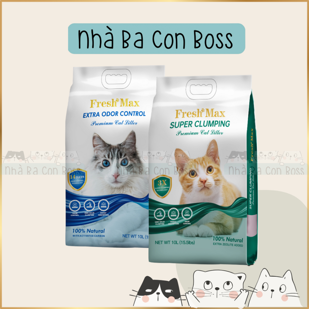 [Cát Đất Sét] Cát Vệ Sinh Cho Mèo Fresh Max Bao 10L