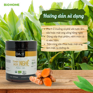 Tinh bột nghệ hữu cơ Dace 150g - Nghệ nếp Cao Bằng, nguyên chất, dễ uống, mịn thơm, chuẩn USDA, EU, JAS Organic