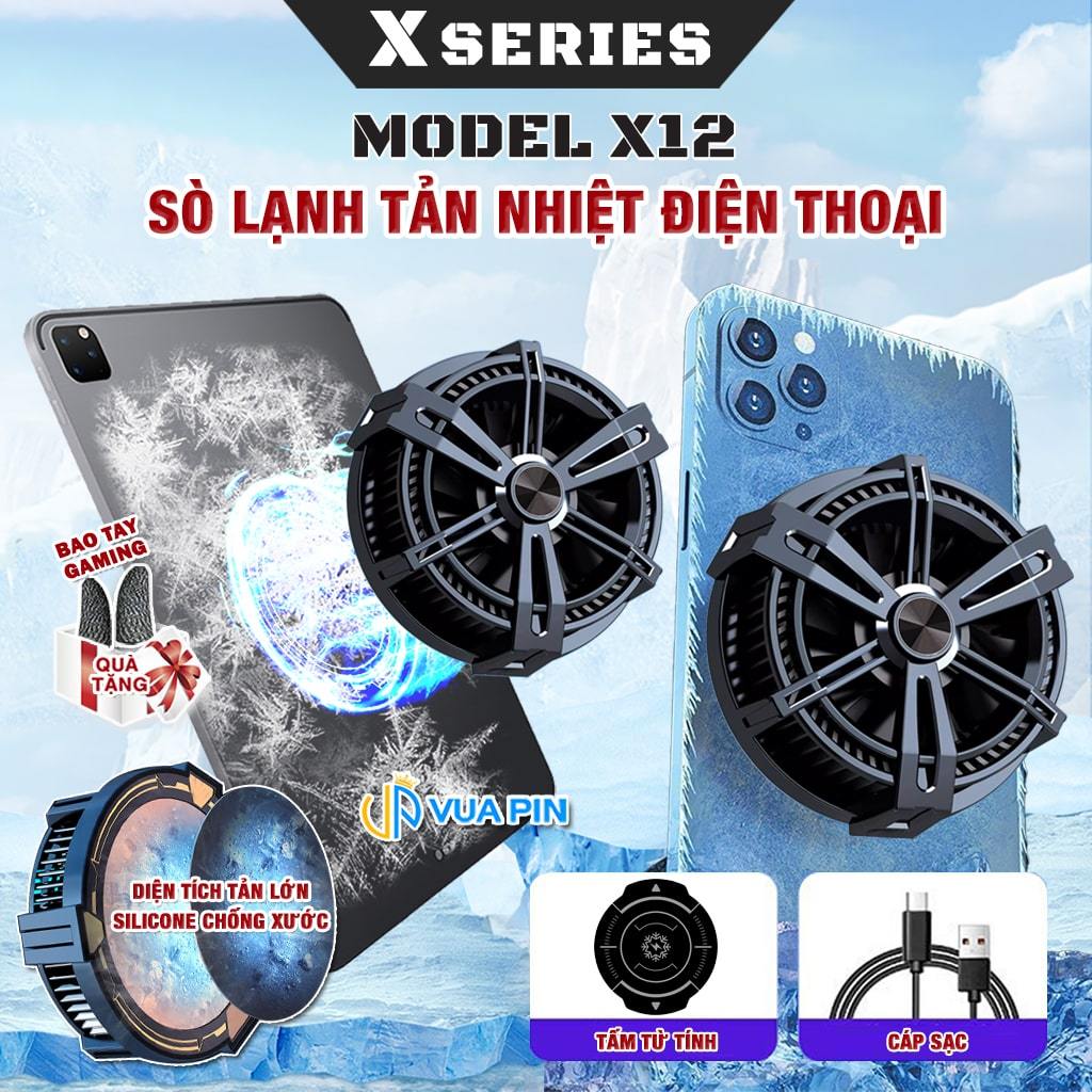 Sò lạnh tản nhiệt điện thoại quạt từ tính X12 Plus / X122 Pro / X12 5V Led RGB Gaming hỗ trợ tăng FP