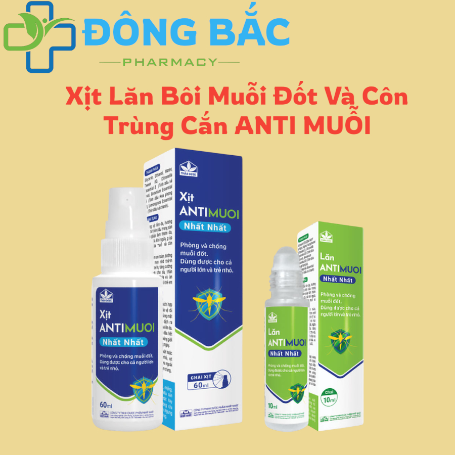 Xịt Lăn Bôi Muỗi Đốt Và Côn Trùng Cắn ANTI MUỖI Nhất Nhất An Toàn Cho Mẹ Bầu, Em Bé