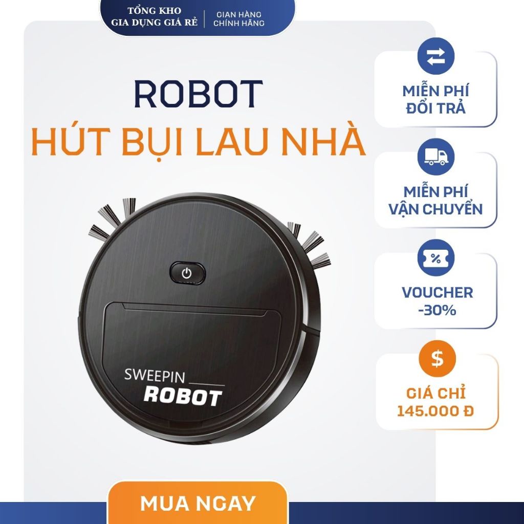 Robot Hút Bụi Lau Nhà Thông Minh SWEEPIN, ROBOT Hút Bụi Thông Minh Tự Động Cho Gia Đình Hot