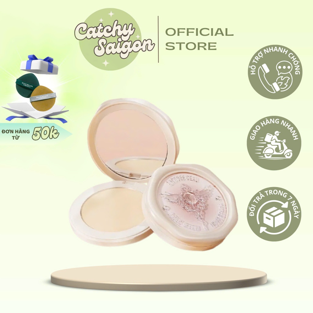 [HEXZE] Phấn Phủ Nén Hexze Vỏ Trắng Thiên Thần, Lacquer Seal Tulle Set Up Powder, 5g