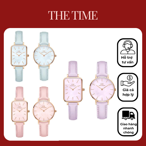 (Tặng vòng tay) Đồng hồ đeo tay nữ DW - Đồng hồ nữ Petite Quadro Pastel 28mm/20x26mm