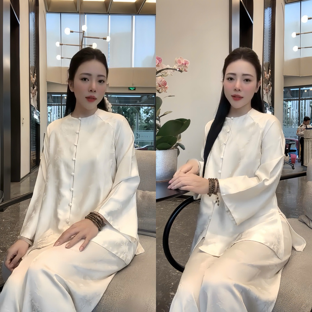 [New/ Sẵn] Set Đồ Lam, Pháp Phục Đi Chùa “TỊNH THI” Chất Liệu Lụa Tô Châu Vân Hoa Mềm Mại Form Suông Phối Khuy Bọc