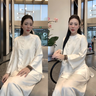 [New/ Sẵn] Set Đồ Lam, Pháp Phục Đi Chùa “TỊNH THI” Chất Liệu Lụa Tô Châu Vân Hoa Mềm Mại Form Suông Phối Khuy Bọc