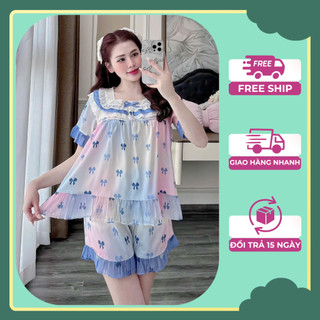  Đồ bộ nữ đồ ngủ tiểu thư đùi lụa latin loại 1 cao cấp CC37 Freesize 40-60kg 