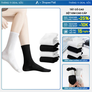 Tất Vớ Nam nữ Trơn Cổ Cao thương hiệu Azila màu Đen Trắng Chống Mùi Kháng Khuẩn T00