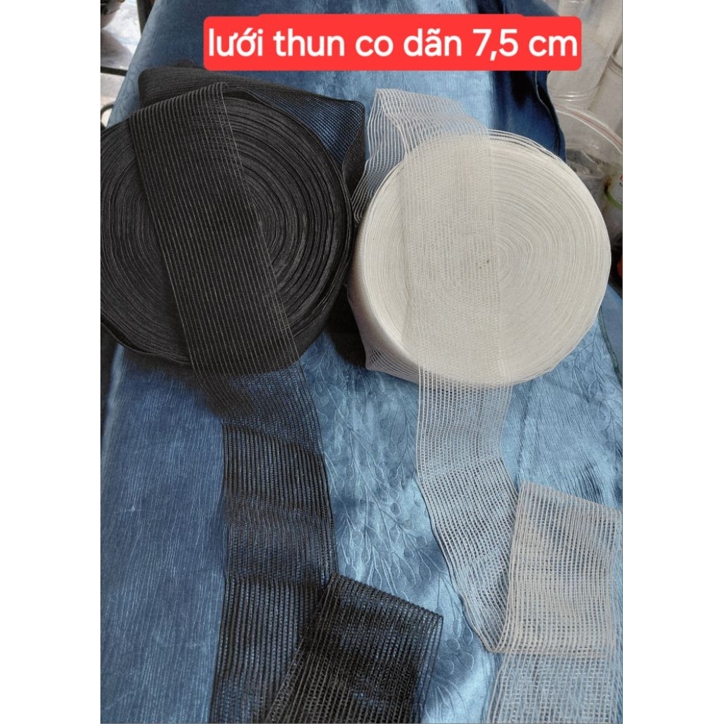 Lưới đen & trắng co dãn to 7,5 cm