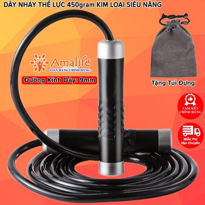 Dây Nhảy, Dây Nhảy Thể Lực Siêu Nặng 450gram Đường Kính 9mm, Dây Nhảy Tập Thể Thao, Gym, Luyện Võ Chính Hãng Amalife