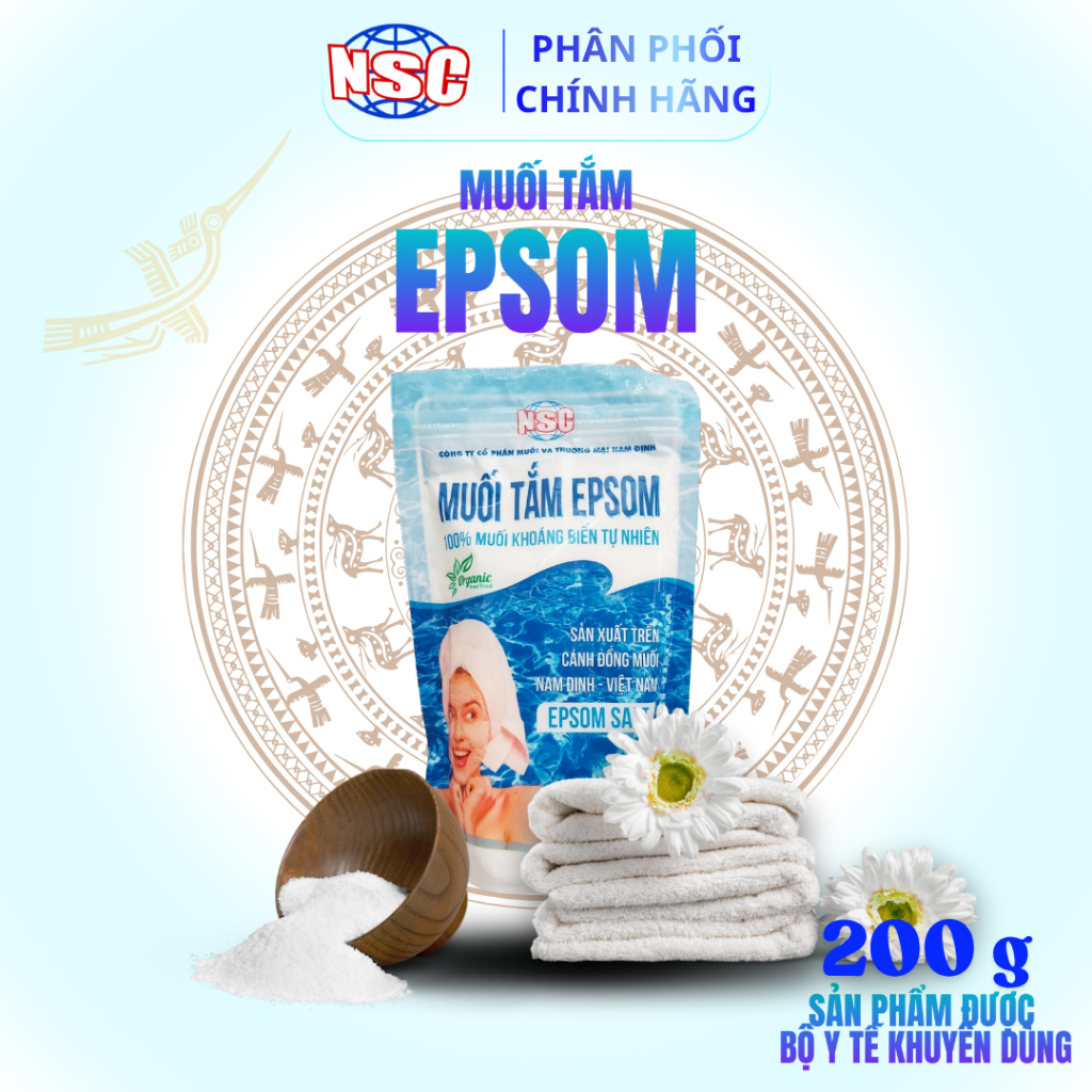 [NSC] Muối Khoáng Tắm Tự Nhiên Epsom,Tẩy Tế Bào Chết,Giảm Đau Mỏi,Ngâm Chân Spa Thư Giãn | Túi 200gr