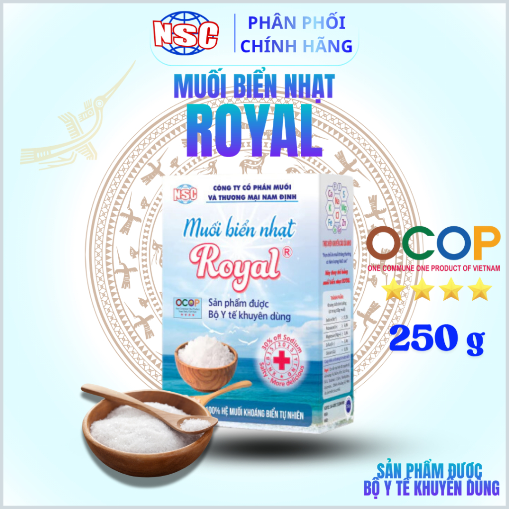 [NSC] Muối Biển Nhạt Royal , Muối Cao Cấp, Thuần Chay , Vì Sức Khỏe Cộng Đồng | Hộp 250gr