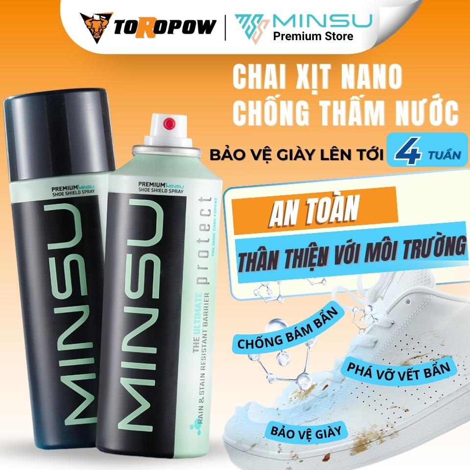 Chai Xịt NANO Bảo Vệ Giày Chống Thấm Nước, Bụi Bẩn MINSU Protect M6823 Giúp Giày Dép, Túi Xách Sạch Sẽ Tránh Bị Ố Vàng