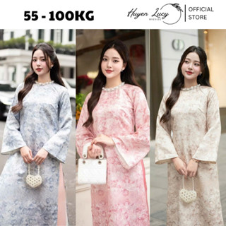  BST TẾT 2026 ÁO DÀI GẤM HỒNG LIÊN CỔ ĐÍNH NGỌC thiết kế cách điệu cao cấp duyên dáng thanh lịch Huyền Lucy Bigsize 