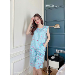 Đồ bộ mặc nhà lửng cánh tiên lụa mango mềm mát không nhăn, nhà Royal Blue