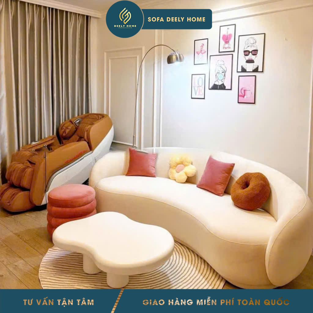 Ghế Sofa Cong DEELY HOME Cao Cấp D1 Phong Cách Bắc Âu Hiện Đại Đủ Màu Sắc,Kích Thước.