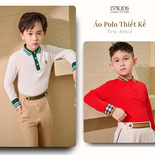  Áo polo dài tay bé trai bé gái 137Kids thiết kế năng động cho bé trai đi chơi đi học 