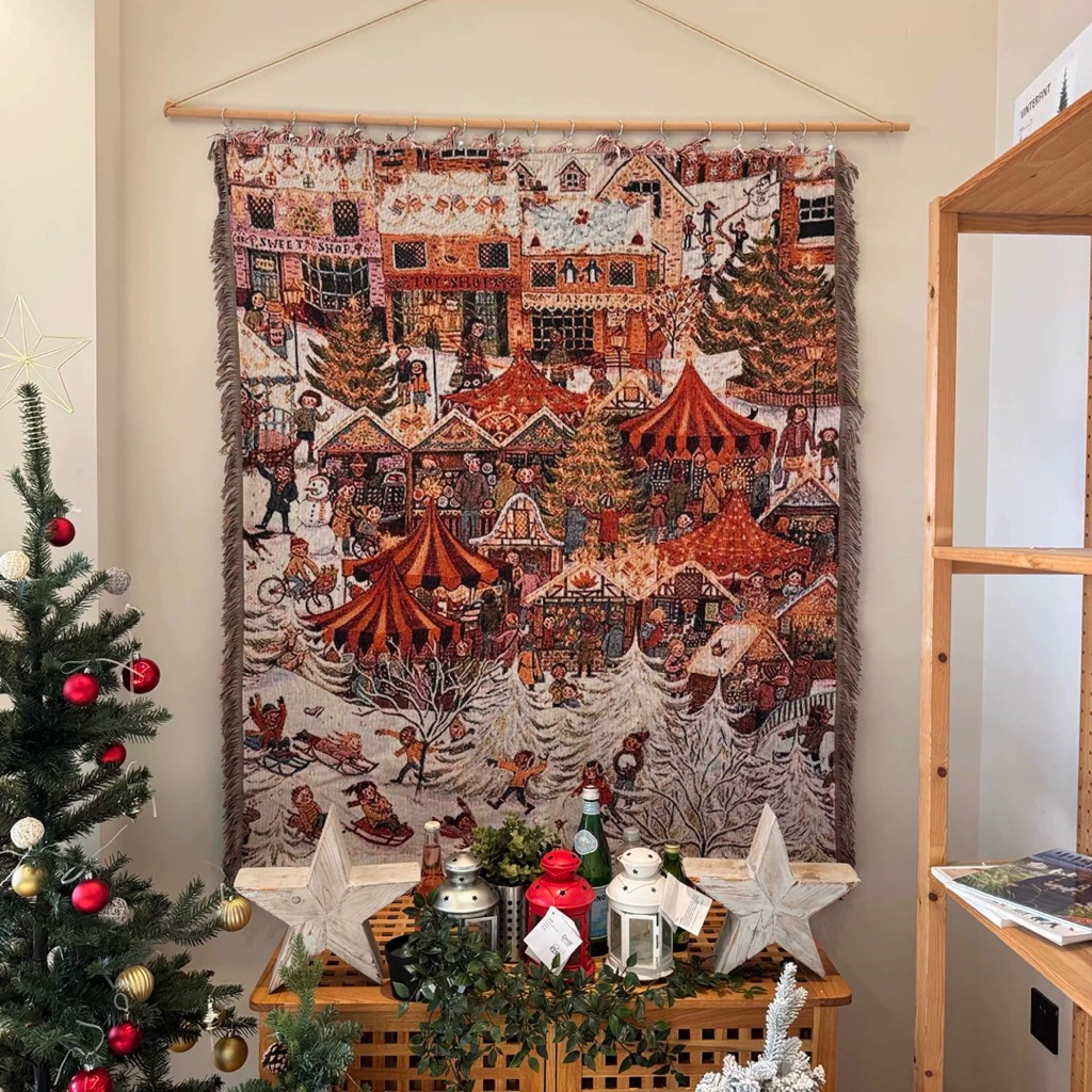 Thảm tranh noel trải sàn trang trí decor nhà camping pinic