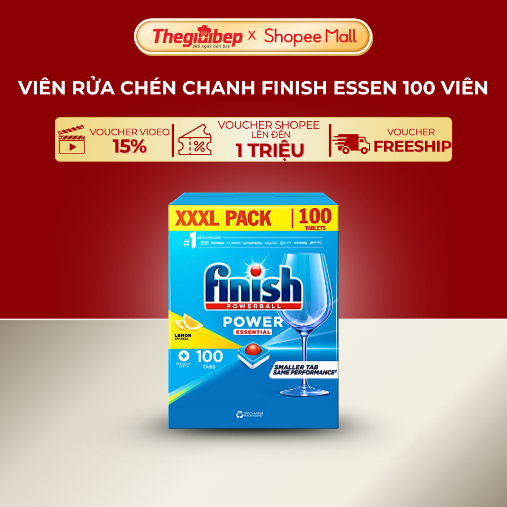VIÊN RỬA CHÉN CHANH FINISH ESSEN. 100V_N - Dành cho máy rửa chén Hafele/Junger
