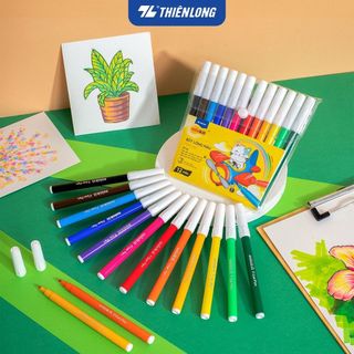 Bộ bút màu 12 cây fiber pen fp-01 colokit thiên long, màu tươi sáng, dễ tô vẽ, an toàn cho bé