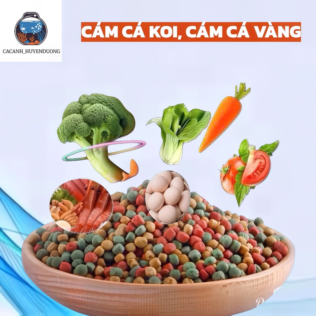 Cám Cá Koi, Cám Cá Vàng size 3mm độ đạm 40% giúp cá tăng size nhanh, lên màu đẹp