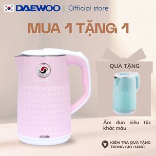   MUA 1 TẶNG 1  Ấm siêu tốc Daewoo Pastel Hồng DEK-MF180 dung tích 1.7L inox 304 BH 1 năm 