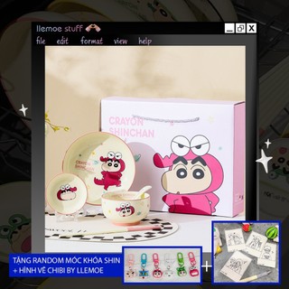  Bộ bát ăn gốm sứ cao cấp gồm 5 món chủ đề Shin Chan cậu bé bút chì nhiều màu sắc dễ thương thích hợp làm quà tặng 