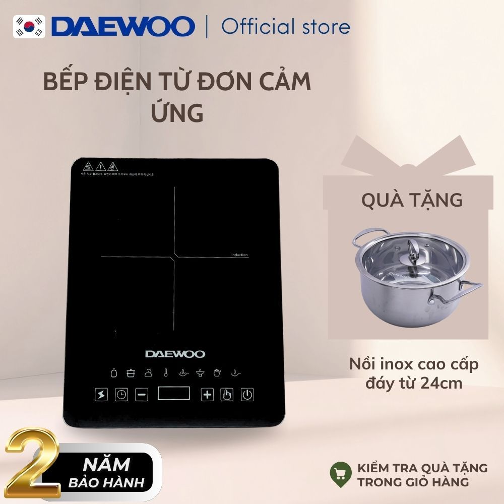 Bếp Từ Đơn Daewoo DWI-1505B, 8 chế độ cài sẵn 1500w, BH 2 năm